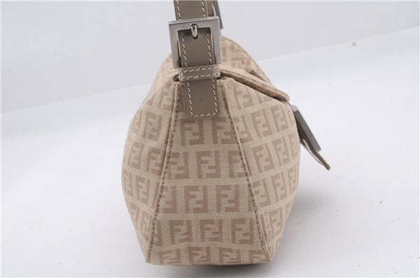 Auth FENDI Zucchino Mamma Baguette Shoulder Hand Bag Canvas Leather Beige 8510D