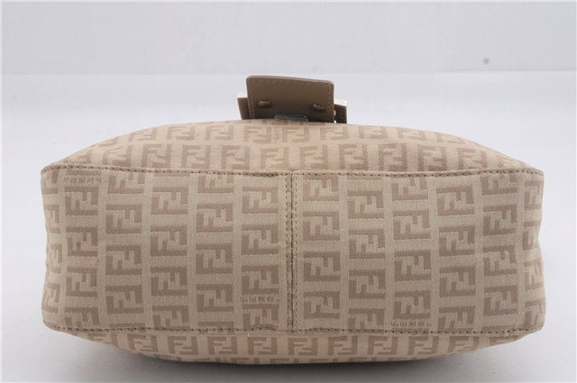 Auth FENDI Zucchino Mamma Baguette Shoulder Hand Bag Canvas Leather Beige 8510D