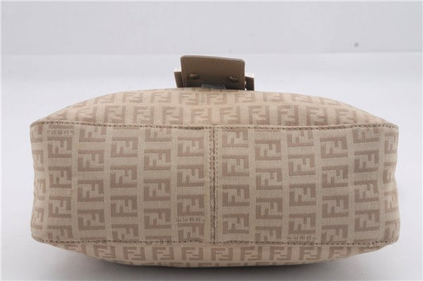 Auth FENDI Zucchino Mamma Baguette Shoulder Hand Bag Canvas Leather Beige 8510D