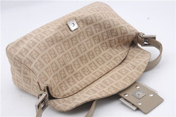 Auth FENDI Zucchino Mamma Baguette Shoulder Hand Bag Canvas Leather Beige 8510D