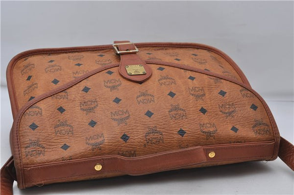 Authentic MCM Visetos Leather Vintage Shoulder Cross Body Bag Brown 8511D