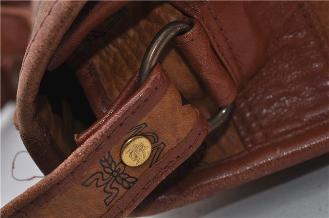 Authentic MCM Visetos Leather Vintage Shoulder Cross Body Bag Brown 8511D