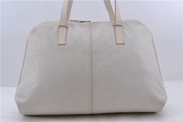 Authentic FENDI Shoulder Tote Bag Leather Ivory 8521C