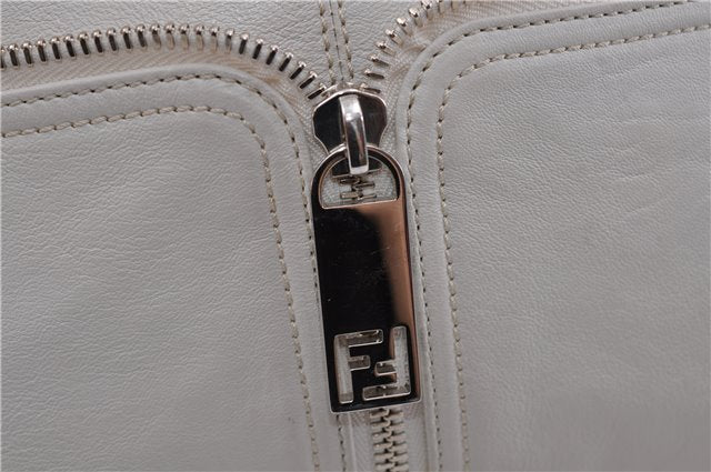 Authentic FENDI Shoulder Tote Bag Leather Ivory 8521C