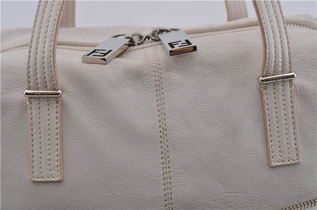 Authentic FENDI Shoulder Tote Bag Leather Ivory 8521C