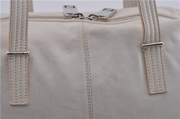 Authentic FENDI Shoulder Tote Bag Leather Ivory 8521C