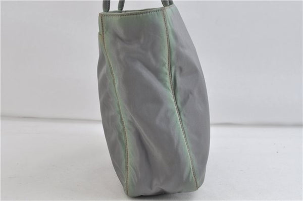 Authentic PRADA Nylon Tote Hand Bag Green Gray 8522C