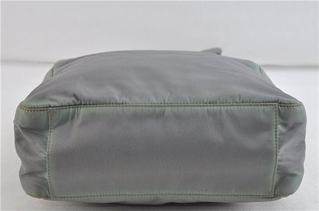 Authentic PRADA Nylon Tote Hand Bag Green Gray 8522C