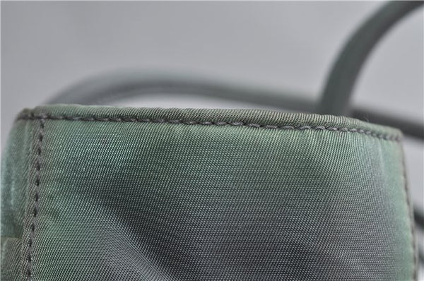 Authentic PRADA Nylon Tote Hand Bag Green Gray 8522C