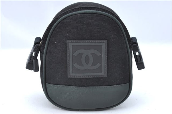 Authentic CHANEL Sports Line CC Logo Clutch Bag Pouch Canvas Black Khaki 8525D