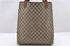 Authentic GUCCI Web Sherry Line Shoulder Tote Bag GG PVC Leather Brown 8526C