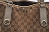 Authentic GUCCI Vintage Shoulder Tote Bag GG Canvas Leather Brown 8527C