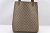 Authentic GUCCI Web Sherry Line Shoulder Tote Bag GG PVC Leather Brown 8530C