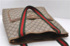 Authentic GUCCI Web Sherry Line Shoulder Tote Bag GG PVC Leather Brown 8530C