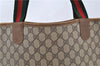 Authentic GUCCI Web Sherry Line Shoulder Tote Bag GG PVC Leather Brown 8530C