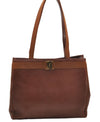 Authentic Salvatore Ferragamo Vara Leather Shoulder Tote Bag Brown SF 8533D