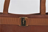Authentic Salvatore Ferragamo Vara Leather Shoulder Tote Bag Brown SF 8533D
