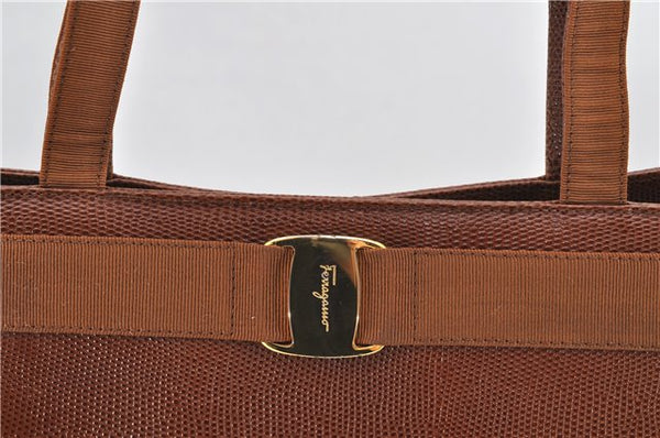 Authentic Salvatore Ferragamo Vara Leather Shoulder Tote Bag Brown SF 8533D