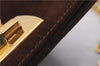 Authentic Ferragamo Gancini Chain Suede Shoulder Cross Body Bag Brown 8534D