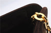 Authentic Ferragamo Gancini Chain Suede Shoulder Cross Body Bag Brown 8534D