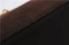 Authentic Ferragamo Gancini Chain Suede Shoulder Cross Body Bag Brown 8534D