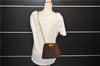 Authentic Ferragamo Gancini Chain Suede Shoulder Cross Body Bag Brown 8534D