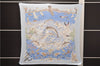 HERMES Pleats Scarf "La Vie Precieuse de la Mediterranee" Silk Blue Box 8539D