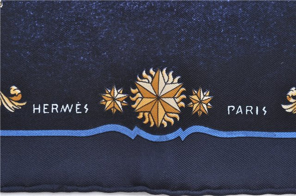 Authentic HERMES Petit Carre 40 Scarf Handkerchief "COSMOS" Silk Blue 8542D