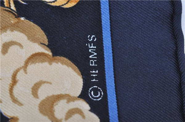 Authentic HERMES Petit Carre 40 Scarf Handkerchief "COSMOS" Silk Blue 8542D