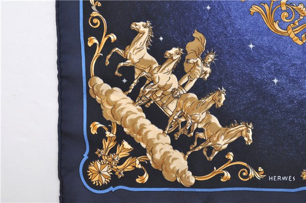 Authentic HERMES Petit Carre 40 Scarf Handkerchief "COSMOS" Silk Blue 8542D