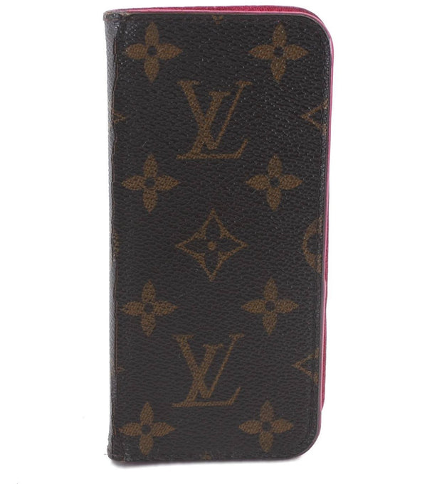 Authentic LOUIS VUITTON Monogram Folio Iphone 7 8 Case Pink M61906 LV 8543C