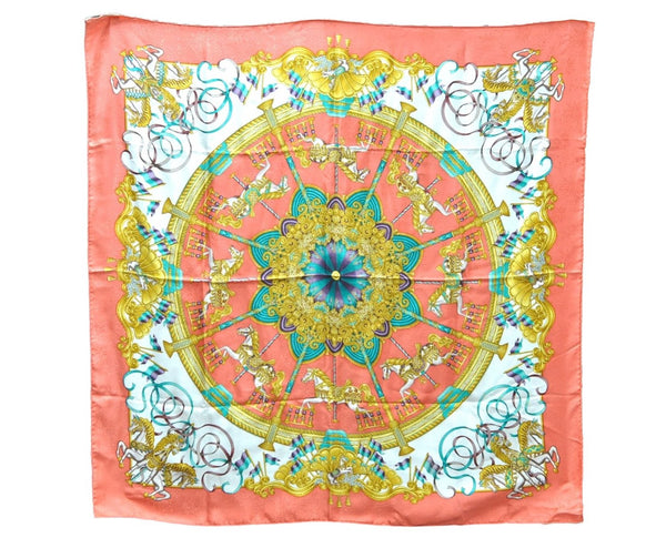 Authentic HERMES Carre 90 Scarf "LUNAPARK" Silk Pink 8543D