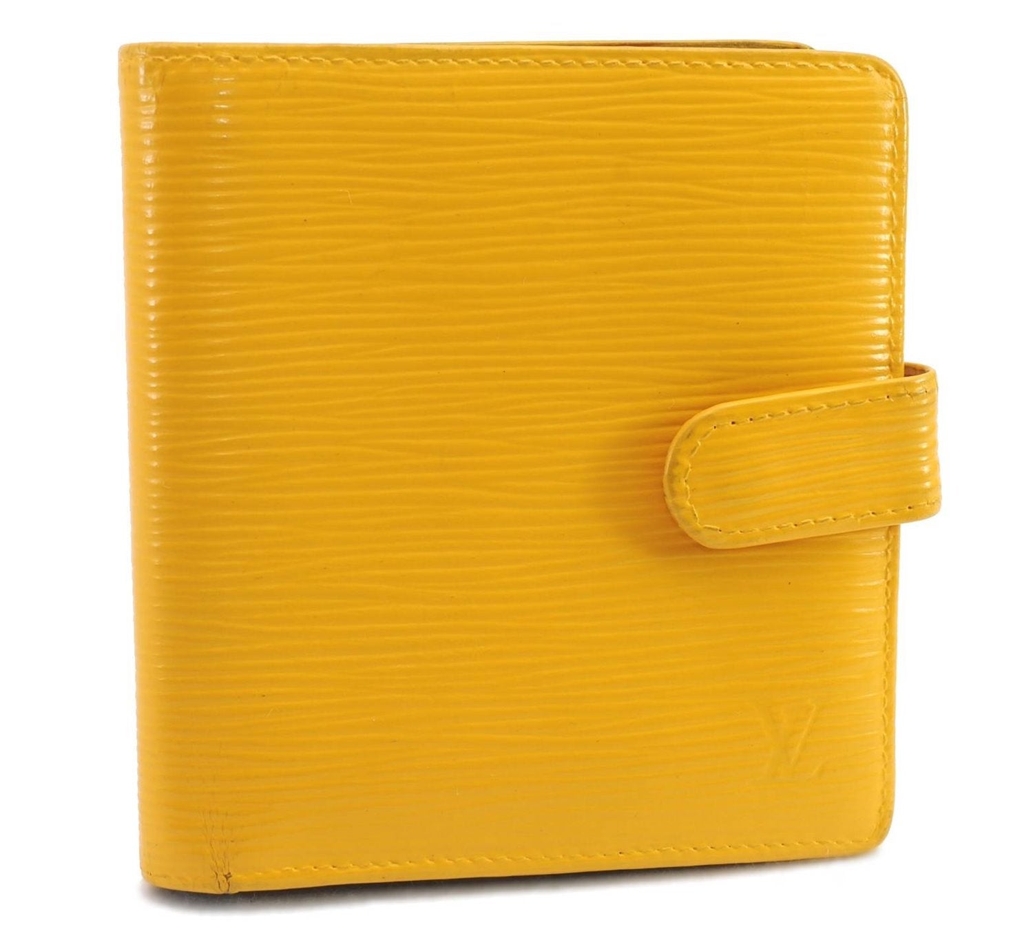 Authentic LOUIS VUITTON Epi Porte Billets Compact Wallet Yellow M63559 LV 8545C