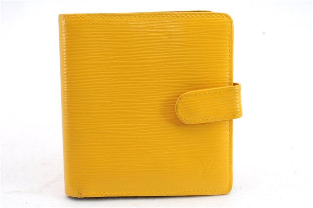 Authentic LOUIS VUITTON Epi Porte Billets Compact Wallet Yellow M63559 LV 8545C