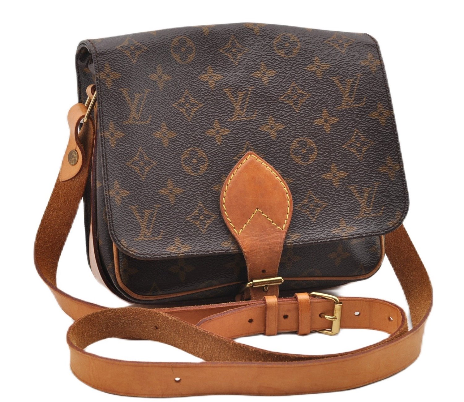 Authentic Louis Vuitton Monogram Cartouchiere MM M51253 Shoulder Cross Bag 8547F