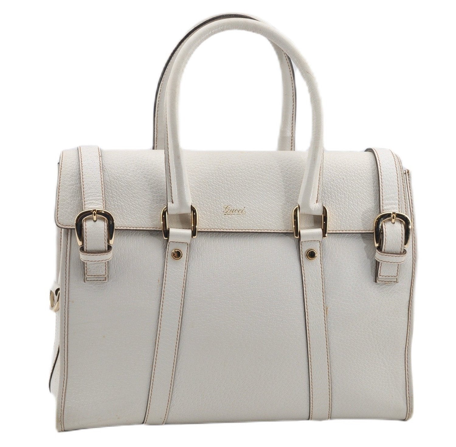 Authentic GUCCI Vintage Shoulder Hand Bag Leather 131327 White 8549F