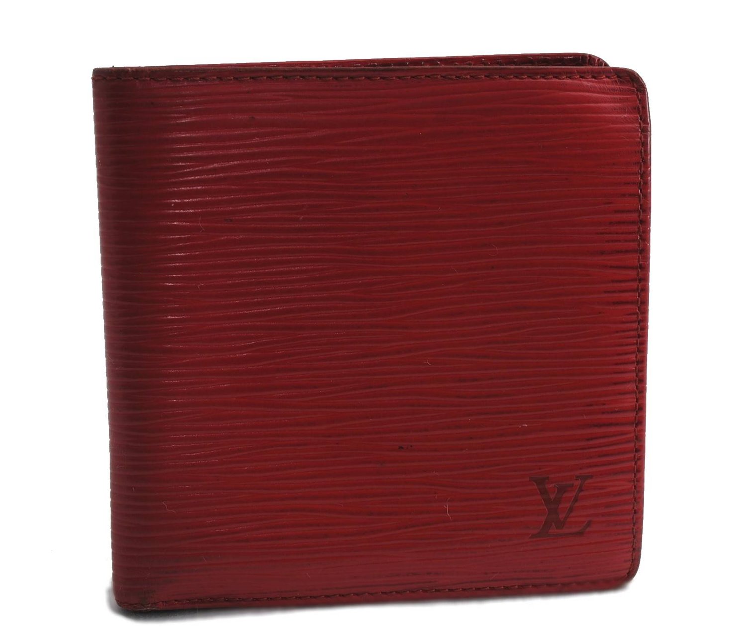 Authentic LOUIS VUITTON Epi Portefeuille Marco Bifold Wallet Red M63547 LV 8553C