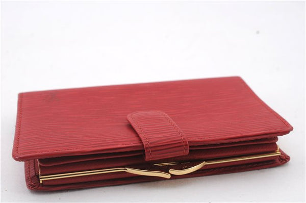 Auth LOUIS VUITTON Epi Porte Monnaie Billets Viennois Wallet Red M63247 LV 8558C