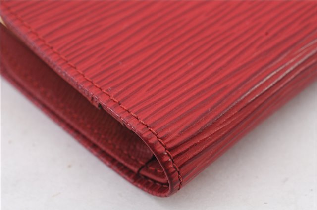 Auth LOUIS VUITTON Epi Porte Monnaie Billets Viennois Wallet Red M63247 LV 8558C