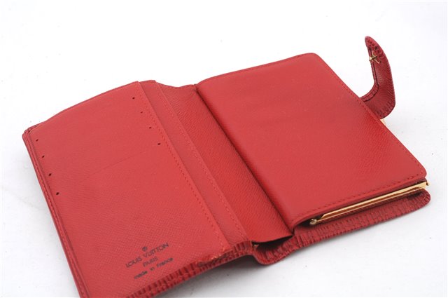 Auth LOUIS VUITTON Epi Porte Monnaie Billets Viennois Wallet Red M63247 LV 8558C