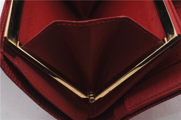 Auth LOUIS VUITTON Epi Porte Monnaie Billets Viennois Wallet Red M63247 LV 8558C