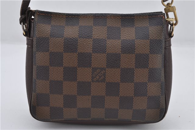 Authentic Louis Vuitton Damier Trousse Makeup Hand Bag Pouch N51982 LV 8563E