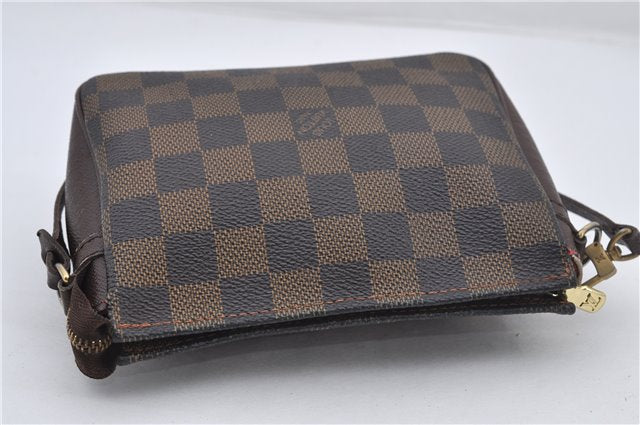 Authentic Louis Vuitton Damier Trousse Makeup Hand Bag Pouch N51982 LV 8563E