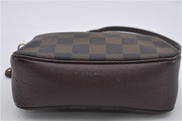 Authentic Louis Vuitton Damier Trousse Makeup Hand Bag Pouch N51982 LV 8563E