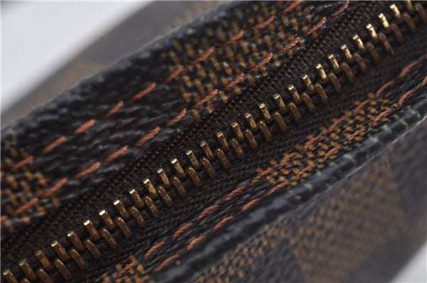 Authentic Louis Vuitton Damier Trousse Makeup Hand Bag Pouch N51982 LV 8563E