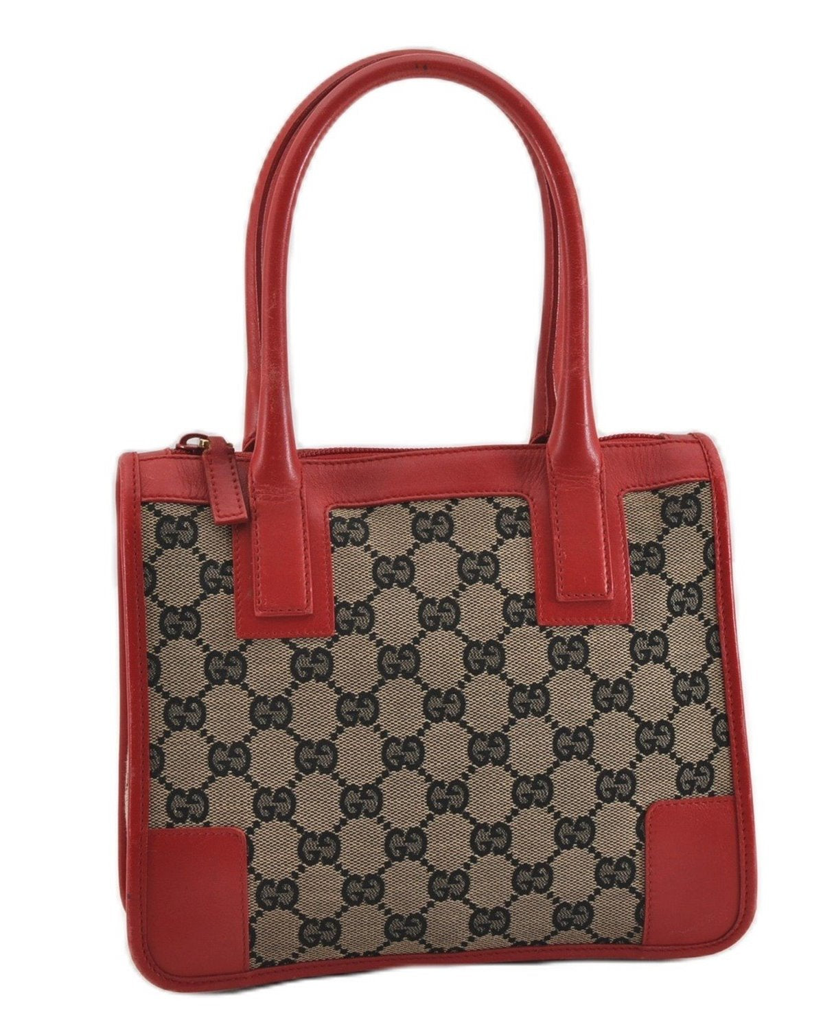 Authentic GUCCI Vintage Shoulder Hand Bag GG Canvas Leather 0000856 Black 8581F