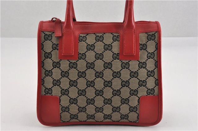 Authentic GUCCI Vintage Shoulder Hand Bag GG Canvas Leather 0000856 Black 8581F