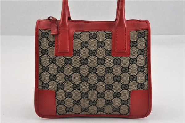 Authentic GUCCI Vintage Shoulder Hand Bag GG Canvas Leather 0000856 Black 8581F