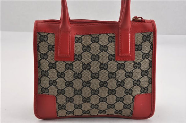 Authentic GUCCI Vintage Shoulder Hand Bag GG Canvas Leather 0000856 Black 8581F