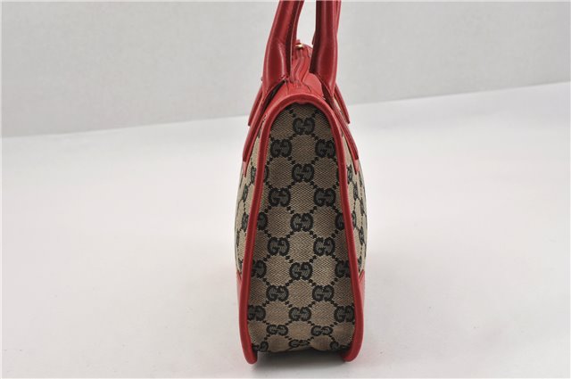 Authentic GUCCI Vintage Shoulder Hand Bag GG Canvas Leather 0000856 Black 8581F